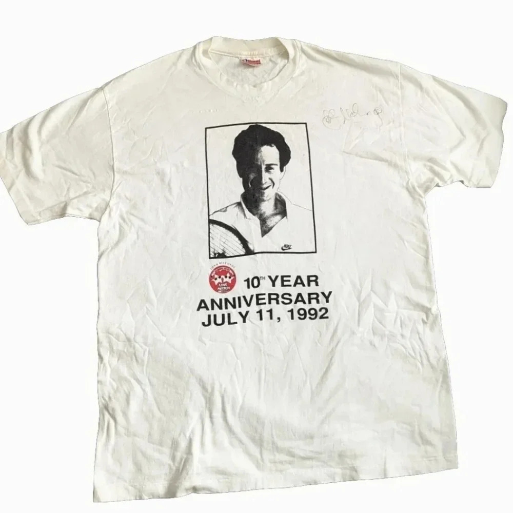 John McEnroe SIGNED Shirt 1992 Celebrity Tennis Love Match- Single Stitch - Auto